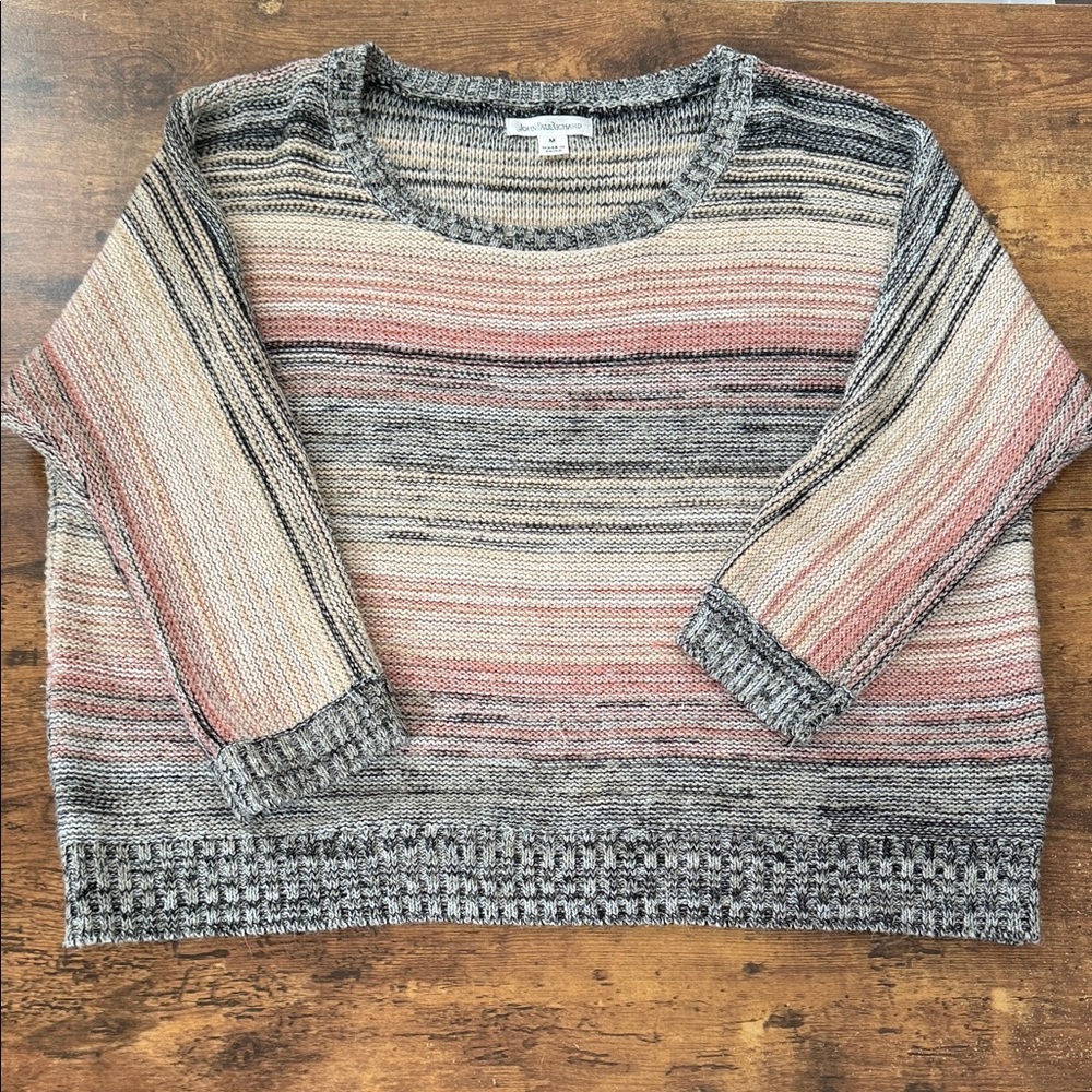JohnPaulRichard Striped Scoop Neck Sweater in Pink, Gray, Cream